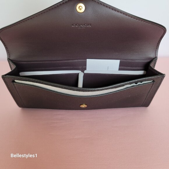 COACH Wyn Envelope Crossgrain Leather Wallet- Black color - Picture 13 of 16